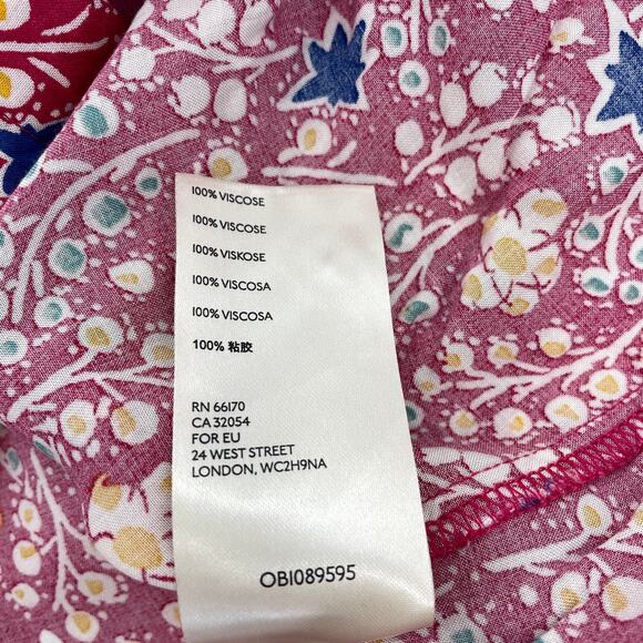 MAEVE by Anthro Spring Floral Top Shirt Size 00P Dark Pink Long Sleeve Button - Picture 5 of 8